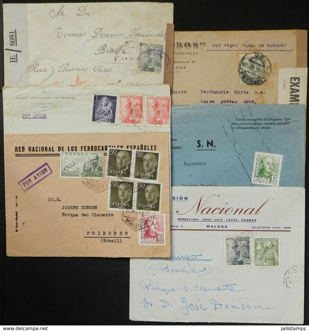 SPAIN: 6 Covers Sent To Brazil Between 1943 And 1955, 2 Censored. - Otros & Sin Clasificación