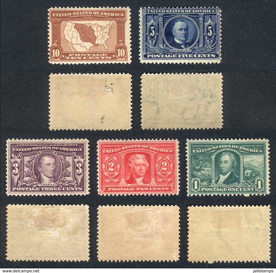 UNITED STATES: Sc.323/7, 1904 Louisiana Purchase, Compl. Set Of 5 Values With Hinge Marks, Fine Quality, Catalog Value U - Otros & Sin Clasificación