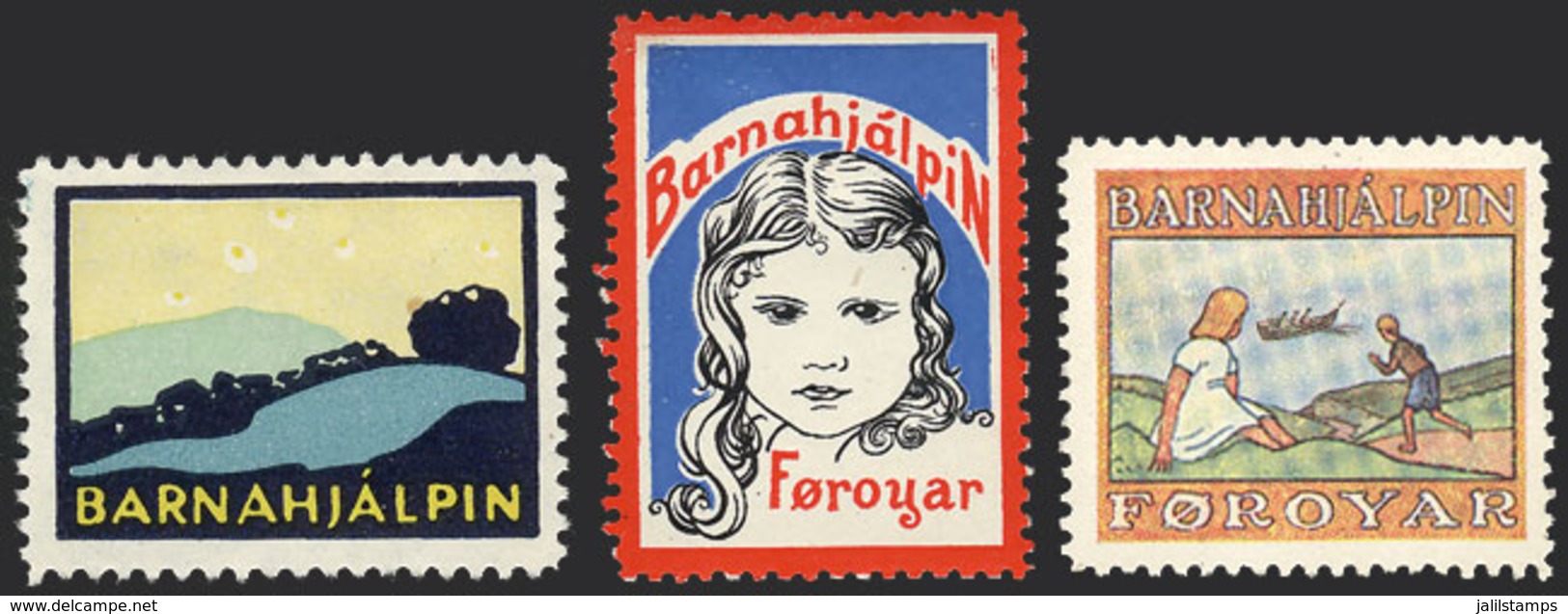 FAROE ISLANDS: FIGHT AGAINST TUBERCULOSIS: 3 Cinderellas Issued In 1951/3, VF Quality (one With Minor Defect On Back), R - Féroé (Iles)