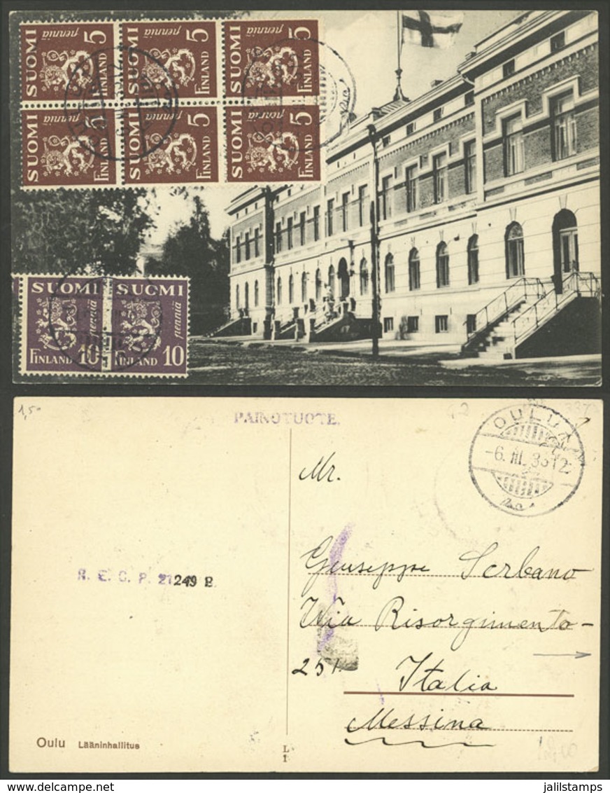 FINLAND: PC Sent From Oululu To Italy On 6/MAR/1935 With Nice Postage, VF Quality! - Other & Unclassified