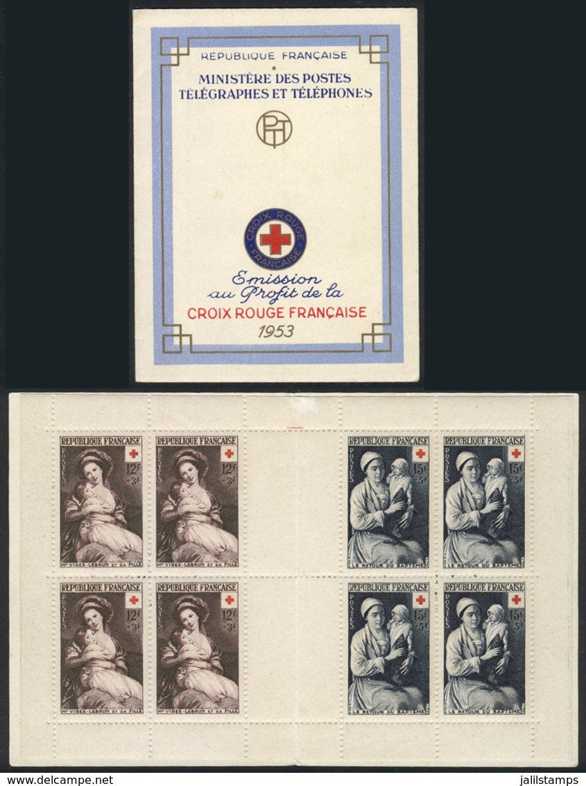 FRANCE: Yvert 966/967, 1953 Red Cross, Booklet With 4 Sets, MNH And Of VF Quality! - Other & Unclassified