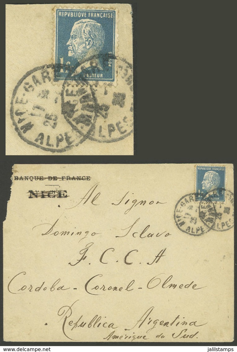 FRANCE: Cover Sent From Nice To Argentina On 17/JA/1925 Franked By Yv.179 ALONE, Arrival Backstamp, Very Nice! - Sonstige & Ohne Zuordnung