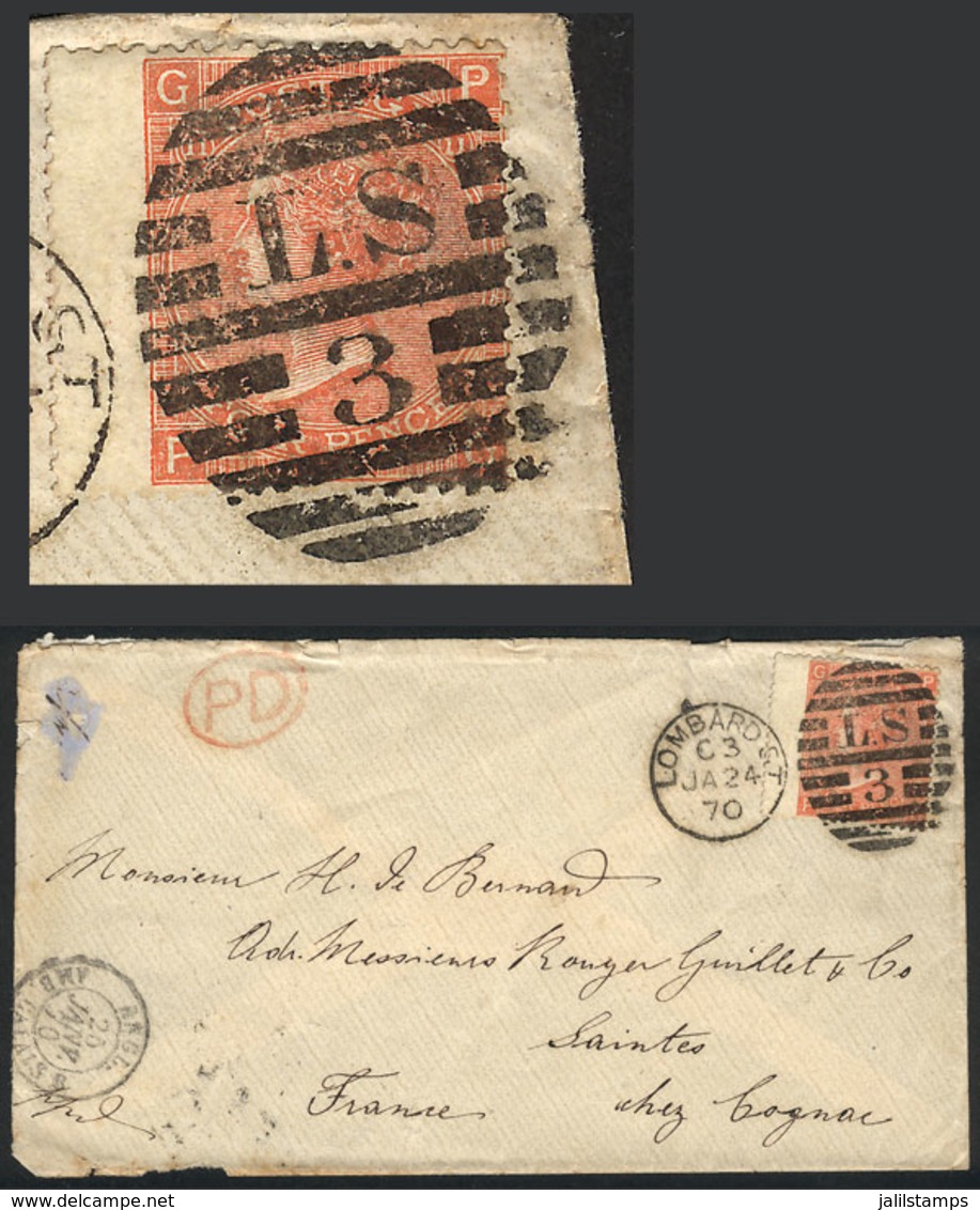 GREAT BRITAIN: Cover Franked By Sc.43 Plate 11, With Duplex Cancel Of LOMBARD ST., Sent From London To Saintes (France)  - Sonstige & Ohne Zuordnung