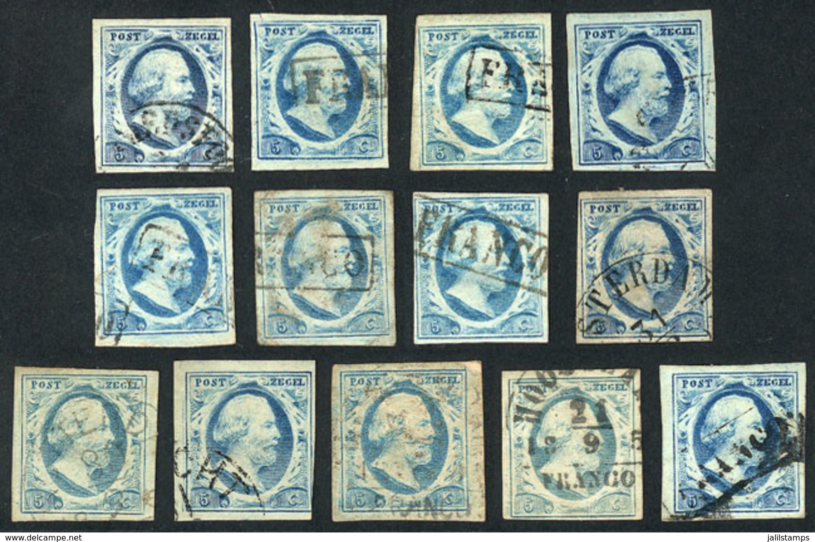 NETHERLANDS: Sc.1, 13 Used Examples, Range Of Shades And Cancels, The Expert Will Surely Find Scarce Printings, Fine To  - Otros & Sin Clasificación