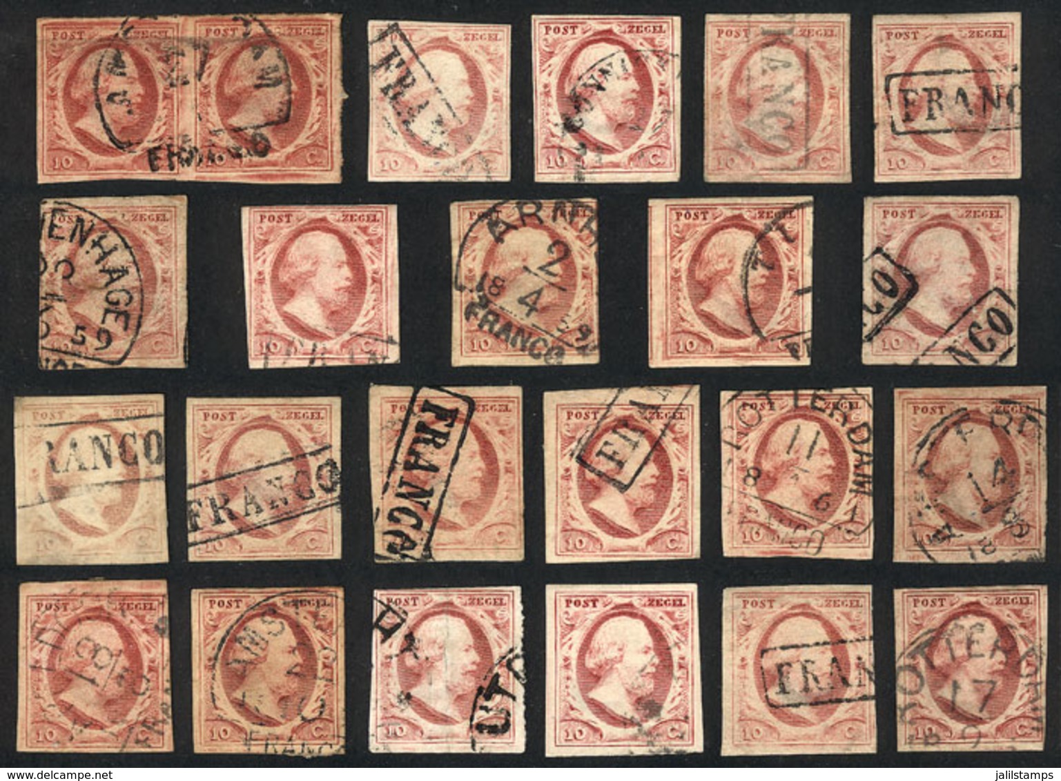 NETHERLANDS: Sc.2, 21 Used Examples + 1 Pair, Range Of Shades And Cancels, The Expert Will Surely Find Scarce Printings, - Other & Unclassified