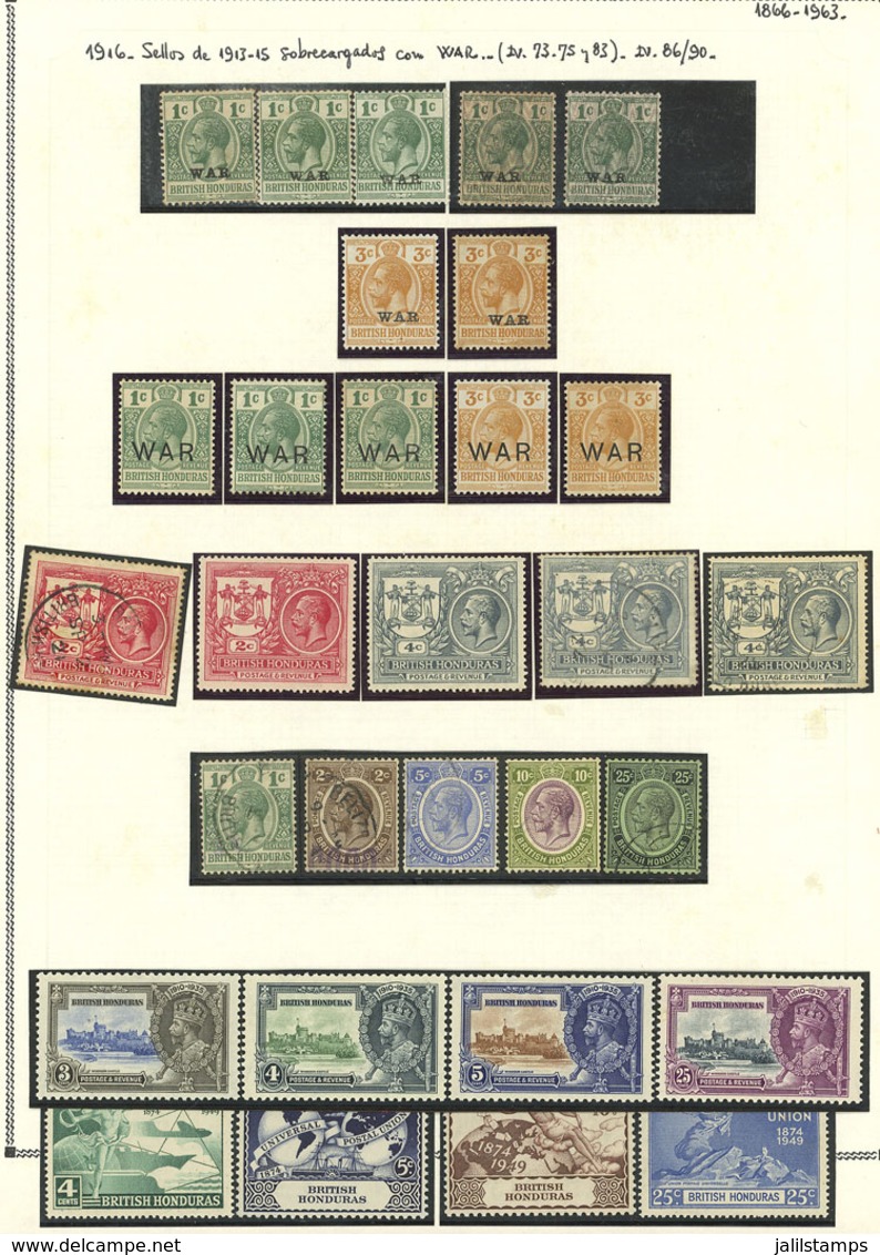BRITISH HONDURAS: Collection On Album Pages, With Used Or Mint Stamps (they Can Be Without Gum, Many MNH), Including Sev - British Honduras (...-1970)