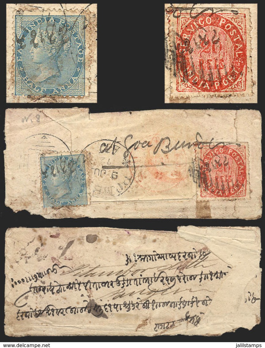 PORTUGUESE INDIA: Small Cover Sent From Bombay To Goa On 7/JUL/1872, With British India Stamp Of ½a. Blue To Pre-pay The - Portugiesisch-Indien