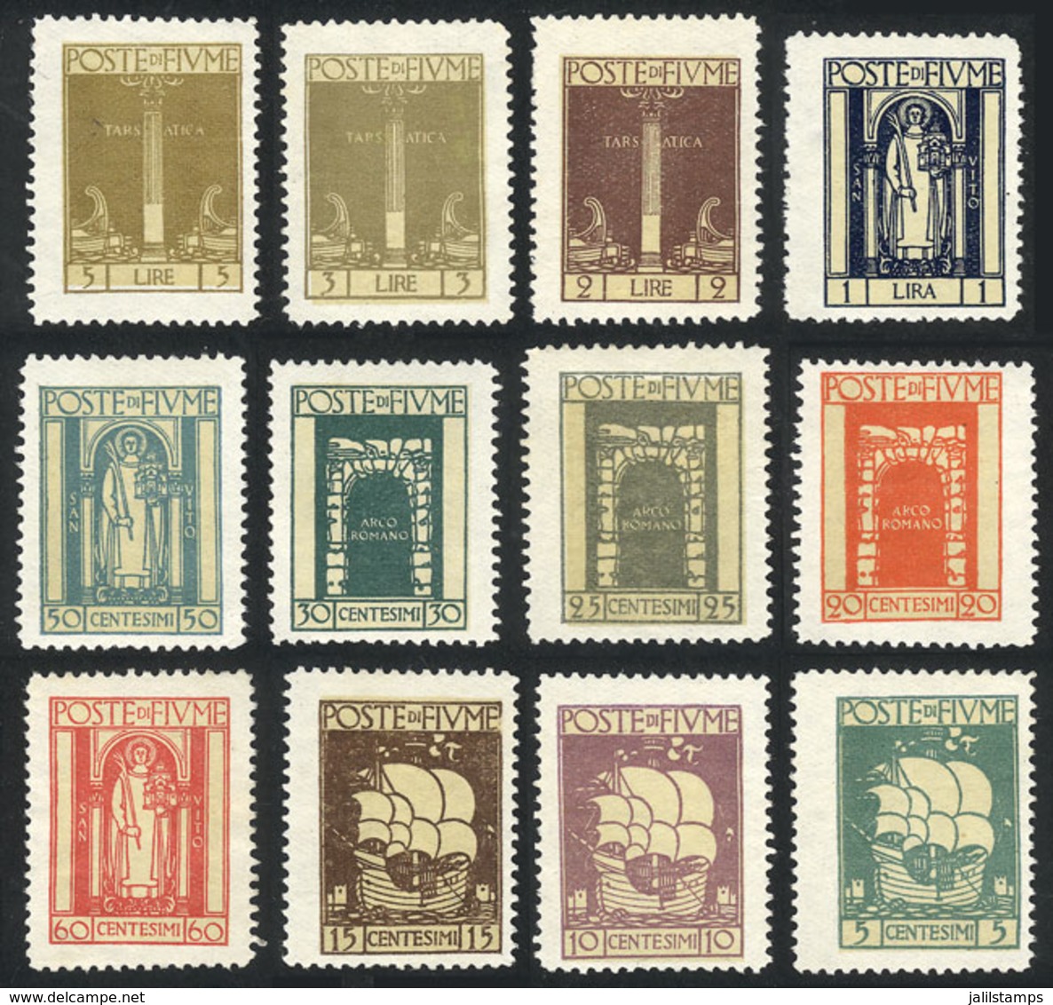 ITALY - FIUME: Sc.172/183, 1923 Archeology, Ships, Religion, Etc., Cmpl. Set Of 12 Values, Mint Without Gum, Fine Qualit - Fiume