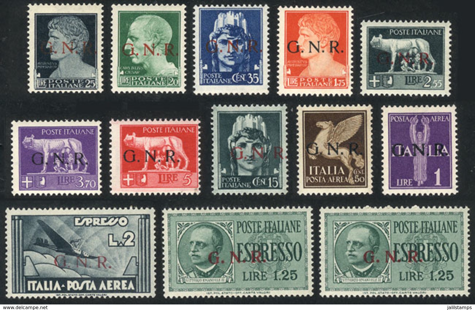 ITALY - REPUBBLICA SOCIALE ITALIANA: Repubblica Sociale Italiana: Group Of Stamps With "G.N.R." Overprint, MNH, Excellen - Otros & Sin Clasificación