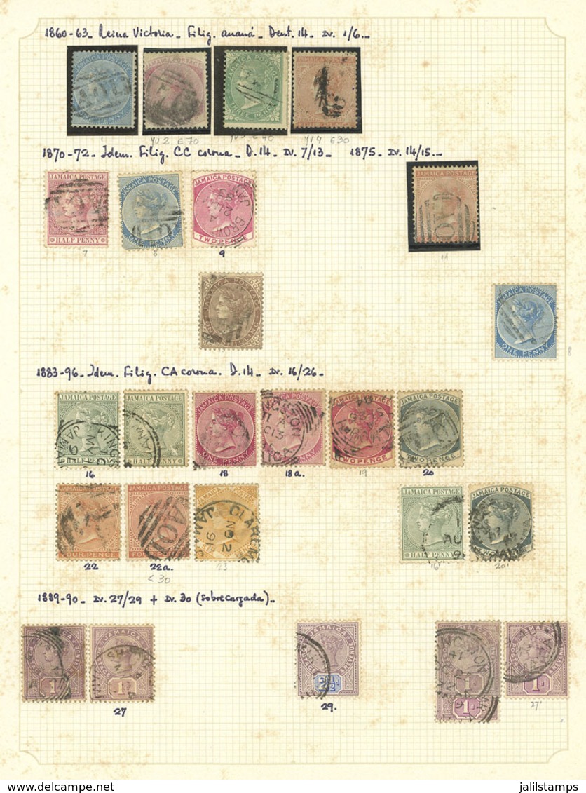 JAMAICA: Collection On Album Pages, With Used Or Mint Stamps (they Can Be Without Gum, Many MNH), Including Several Old  - Jamaïque (...-1961)