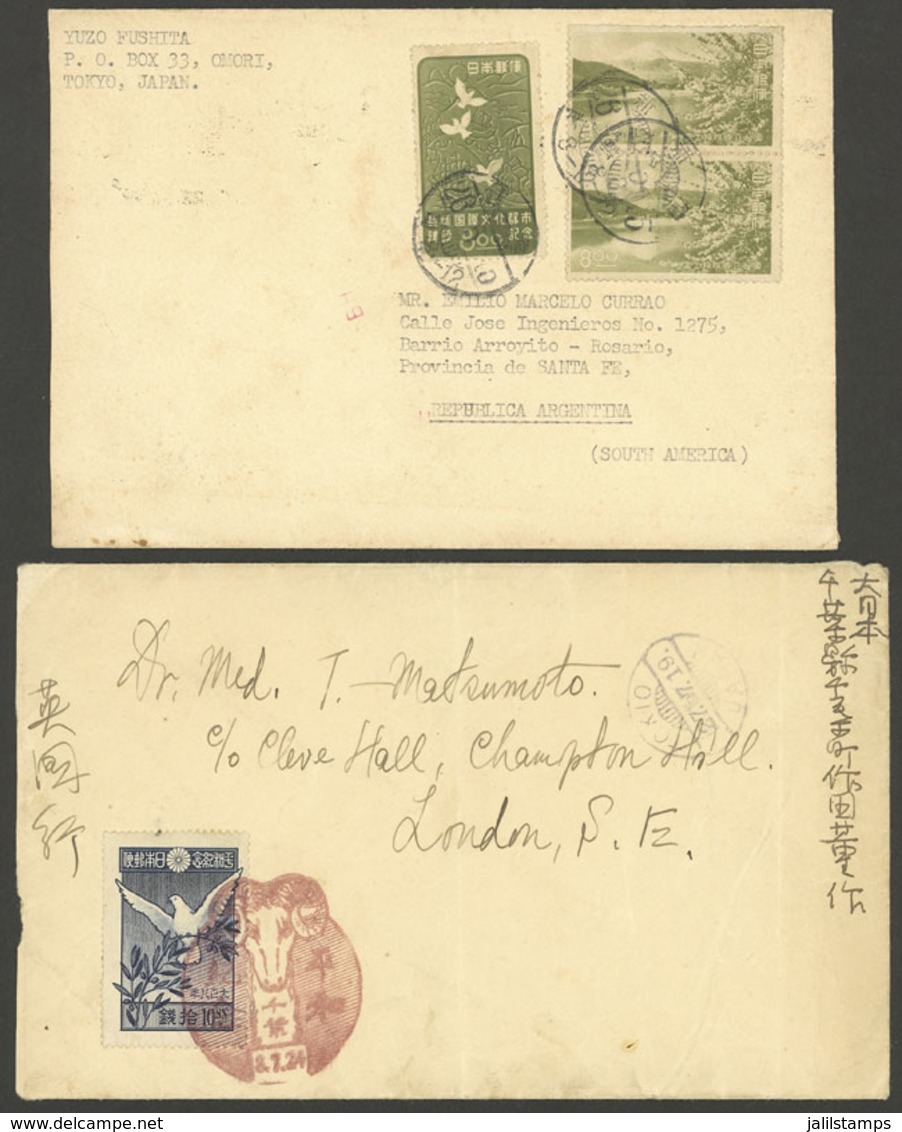 JAPAN: 2 Covers Sent To London And Argentina, Very Nice, Low Start! - Otros & Sin Clasificación