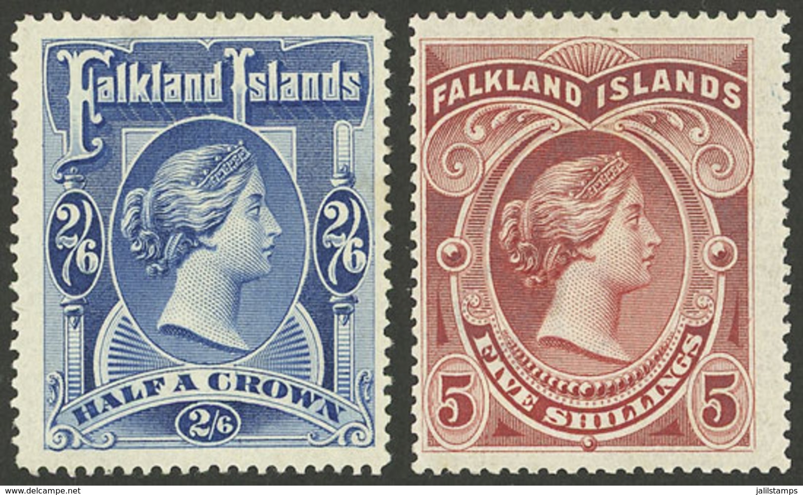 FALKLAND ISLANDS/MALVINAS: Sc.20/21 (Yvert 16/17), 1898 Victoria Cmpl. Set Of 2 Values, Mint Lightly Hinged, Excellent Q - Falkland Islands