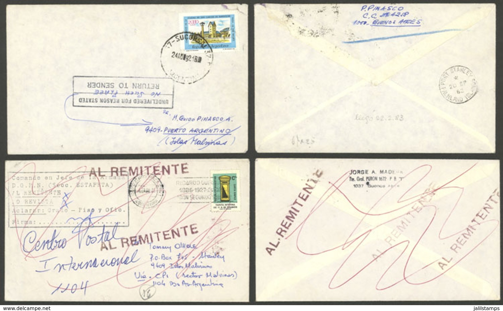 FALKLAND ISLANDS/MALVINAS: 2 Covers Posted From Buenos Aires After The End Of The Falklands War (one In AU/1982), Both R - Islas Malvinas