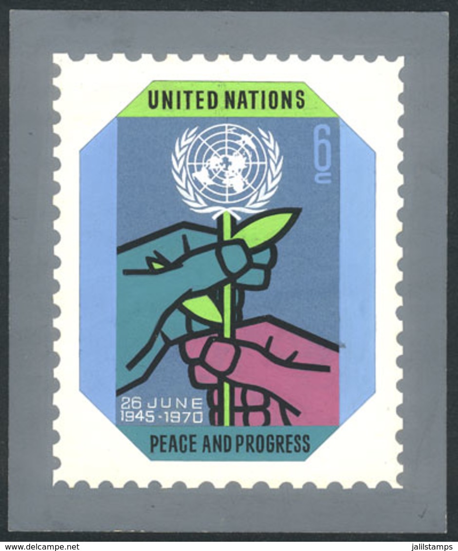 UNITED NATIONS - NEW YORK: Unadopted Artist Design (year 1970) Of The "Peace And Progress" Issue (Sc.209), 6c., Designed - Andere & Zonder Classificatie