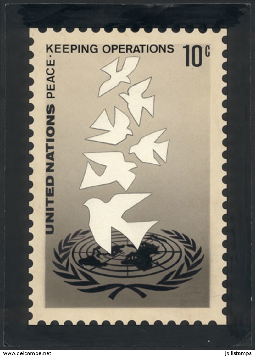 UNITED NATIONS - NEW YORK: Unadopted Artist Design (year 1975) For The Issue "Peace Keeping Operations" (10c. Stamp, Sc. - Otros & Sin Clasificación