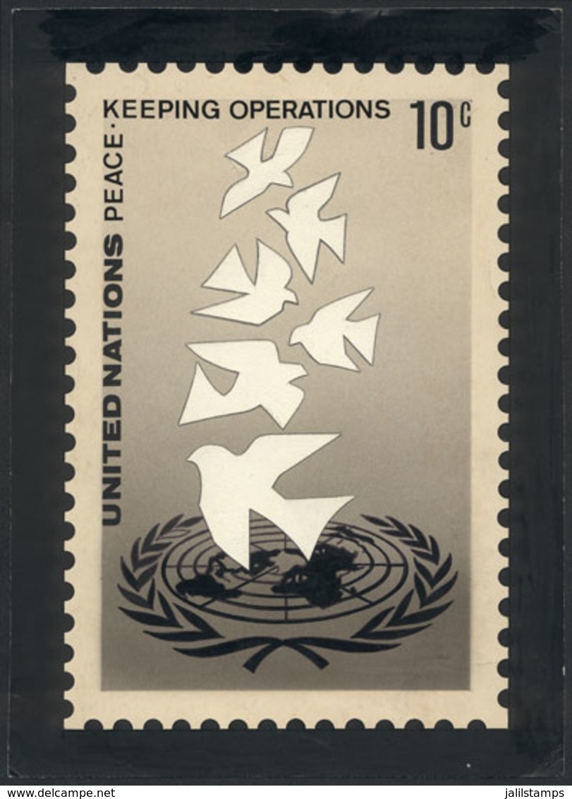 UNITED NATIONS - NEW YORK: Unadopted Artist Design (year 1975) For The Issue "Peace Keeping Operations" (10c. Stamp, Sc. - Sonstige & Ohne Zuordnung