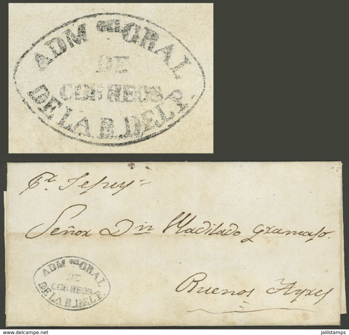 PARAGUAY: Entire Letter Dated Asunción 5/SE/1860 Sent To Buenos Aires (carried By Schooner "Tepuy"), With The Black Mark - Paraguay