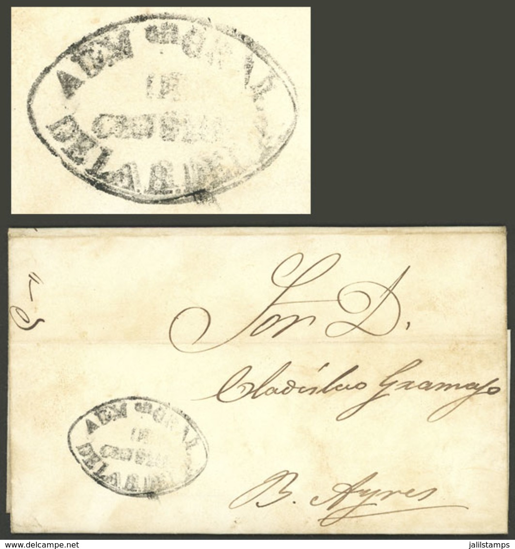 PARAGUAY: Entire Letter Dated Asunción 20/FE/1861 Sent To Buenos Aires (by Schooner Yporá), With Black Mark "ADMON. GRAL - Paraguay