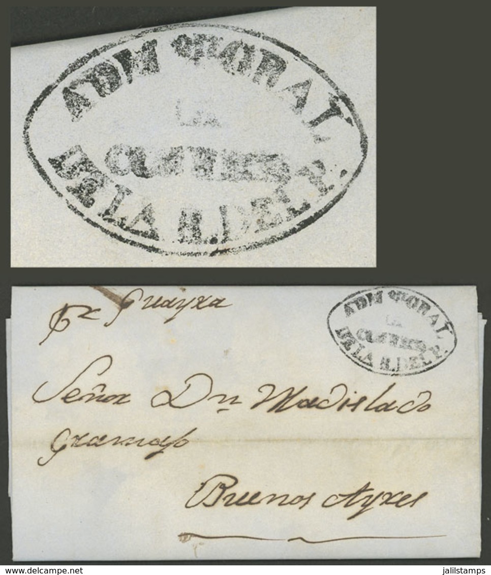 PARAGUAY: Entire Letter Dated Asunción 5/MAY/1862 Sent To Buenos Aires (by Guayra), With The Black Mark "ADMON. GRAL. DE - Paraguay