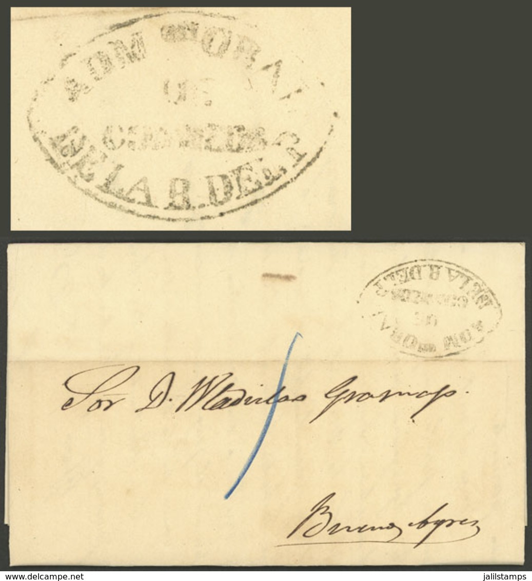 PARAGUAY: Entire Letter Dated Asunción 5/AU/1864 Sent To Buenos Aires (by Steamer Paraguay), With Black Mark "ADMON. GRA - Paraguay