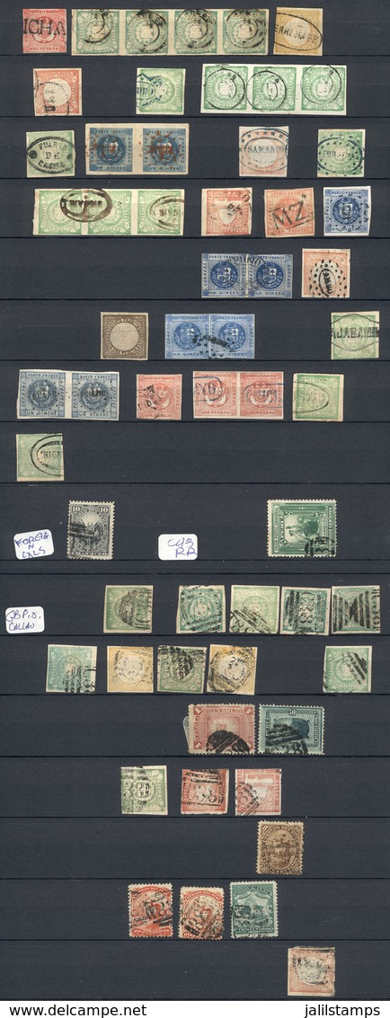 PERU: Sc.3 + Other Values: Almost 300 Singles + 6 Pairs, 3 Strips Of 3 And 1 Strip Of 4, Classic Examples With Good Canc - Peru
