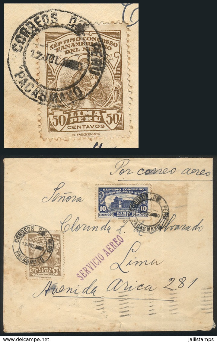PERU: 12/JUL/1930 Pacasmayo - Lima, Airmail Cover Franked With 60c. (50c. And 10c. Of The Panamerican Child Congress Iss - Perú