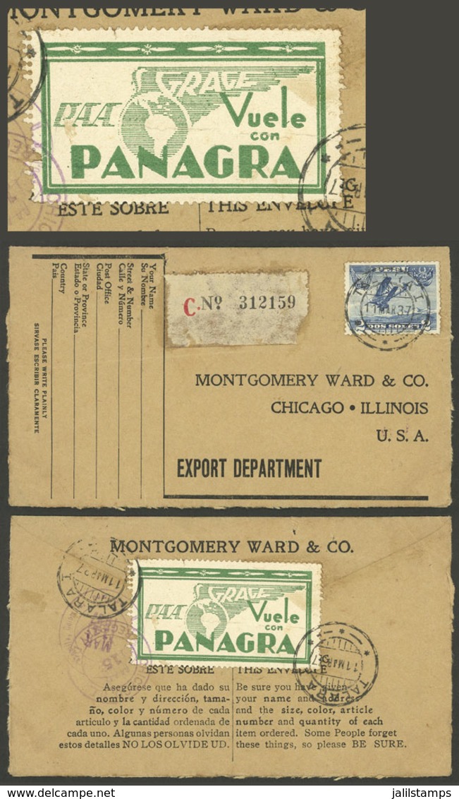 PERU: 11/MAR/1937 Talara - USA, Registered Airmail Cover Franked With 2S. (20c. Registration + 1.80 For Double Rate), Wi - Peru