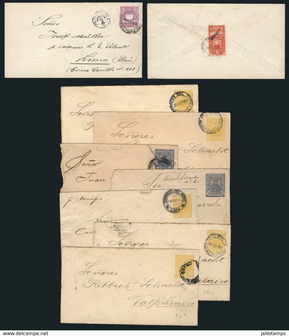 PERU: 7 Stationery Envelopes Used Between 1892 And 1901, One With POSTAGE DUE Stamp On Back, VF General Quality, Interes - Peru