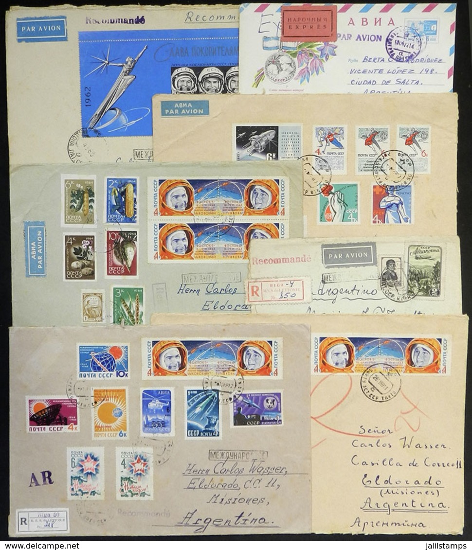 RUSSIA: 7 Covers Sent To Argentina With Nice Postages, Most From Latvia. - Autres & Non Classés