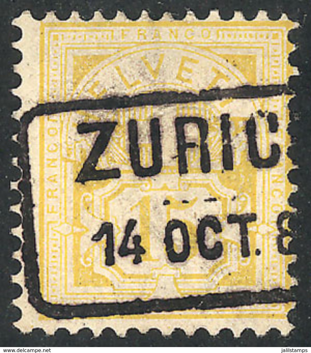 SWITZERLAND: Sc.81, 1882 15c. Yellow, Used, Very Fine Quality! - Sonstige & Ohne Zuordnung
