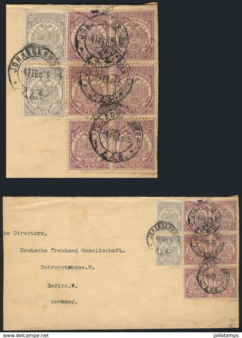 TRANSVAAL: Wrapper For Printed Matter Sent From Johannesburg To Berlin On 4/FE/1895 With Spectacular Postage Of 16p. Con - Transvaal (1870-1909)