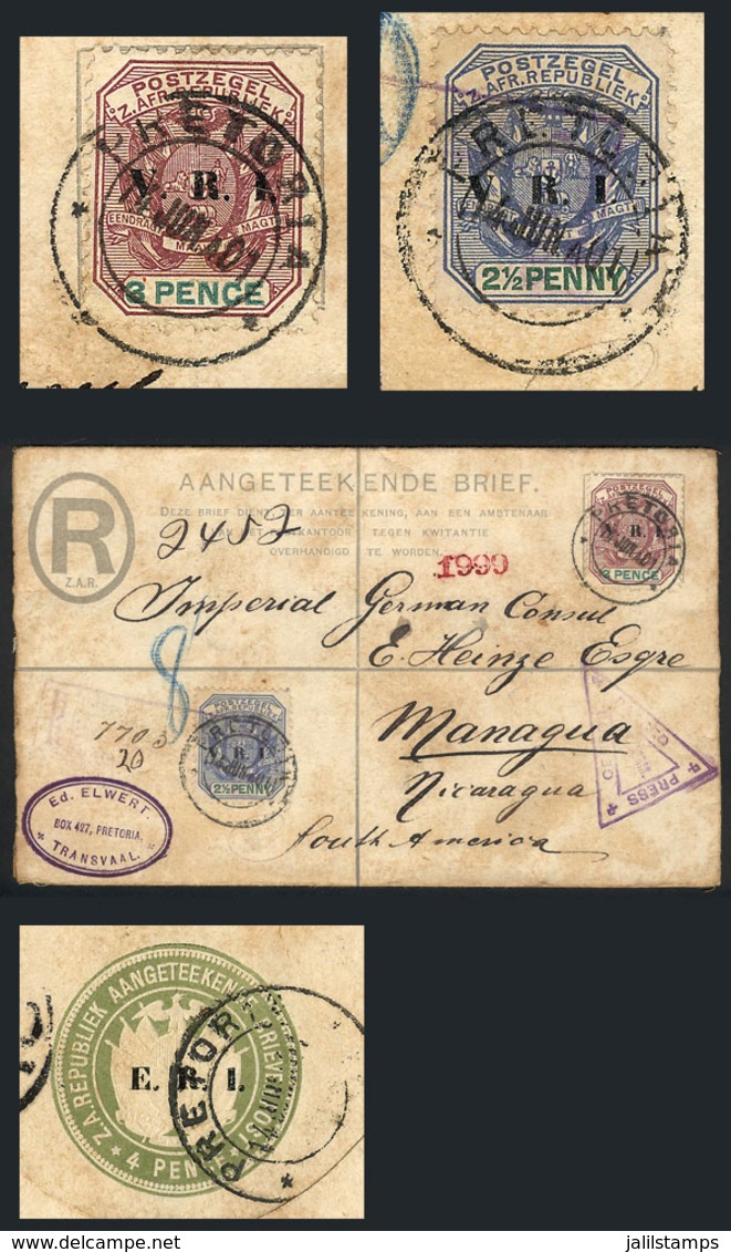 TRANSVAAL: 4p. Envelope For Registered Mail Uprated With 2½p. + 3p., Sent From Pretoria To Managua (NICARAGUA) On 14/JUN - Transvaal (1870-1909)