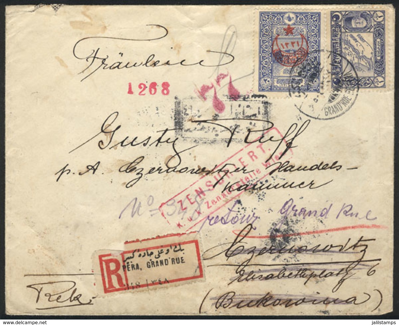 TURKEY: Cover Sent In AP/1918 From PERA To The Austro-Hungarian Empire By Registered Mail, With Censor Marking And Retur - Andere & Zonder Classificatie
