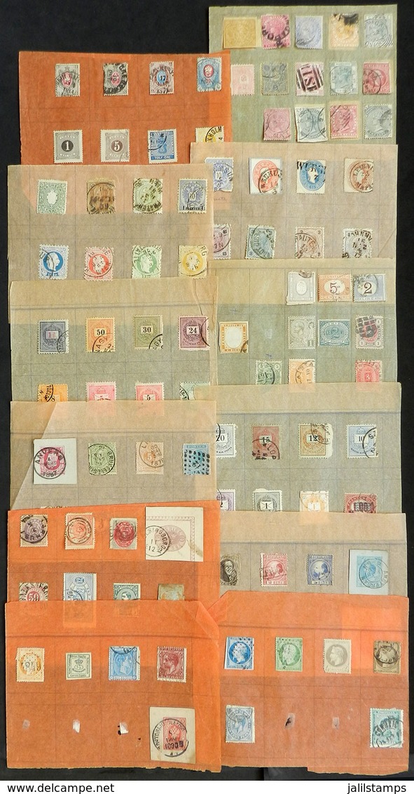 WORLDWIDE: Lot Of Very Old Stamps On Pages, Mixed Quality (some With Defects, Others Of Fine Quality), Good Opportunity  - Sonstige & Ohne Zuordnung