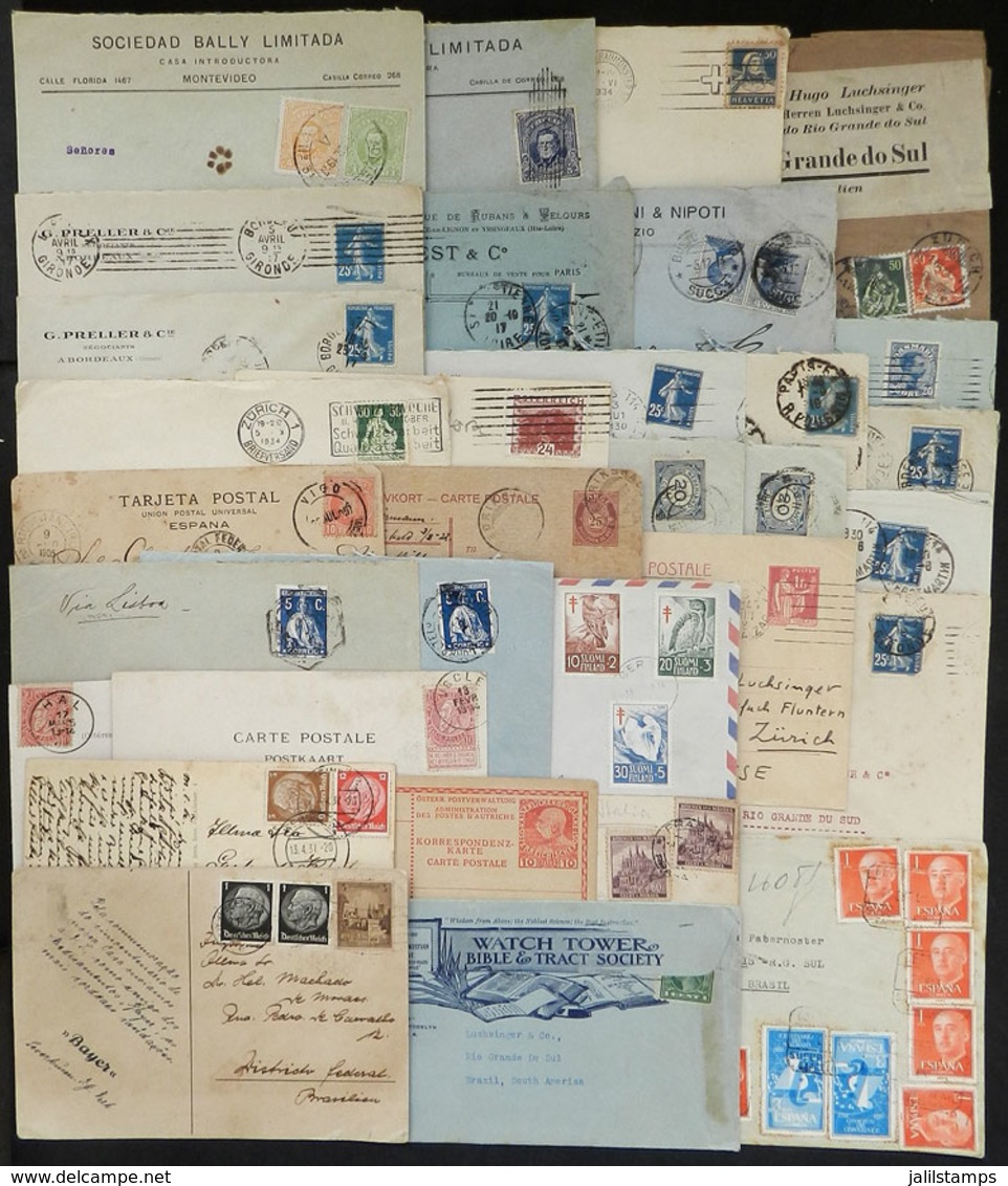 WORLDWIDE: More Than 30 Covers, Cards, Etc. Sent To Brazil (most) In Varied Periods, Many Old, Some With Defects, Others - Other & Unclassified