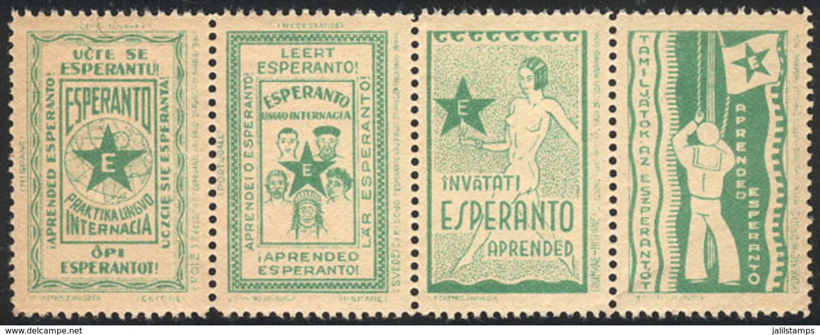 WORLDWIDE: ESPERANTO: Strip Of 4 Old Cinderellas, Excellent! - Sonstige & Ohne Zuordnung