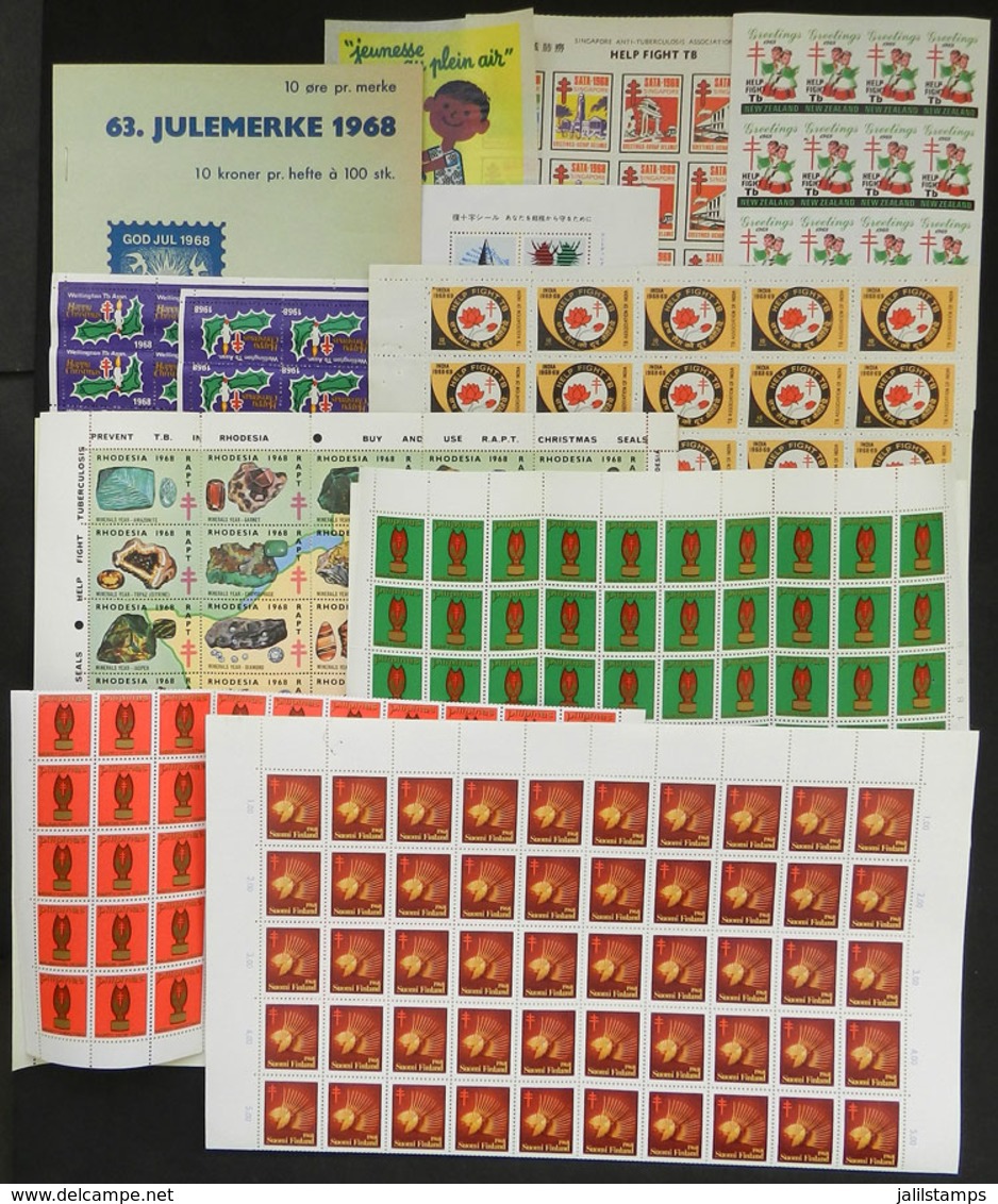 WORLDWIDE: FIGHT AGAINST TUBERCULOSIS: Year 1968: Several Hundreds Cinderellas (many In Complete Sheets Or Large Blocks) - Other & Unclassified