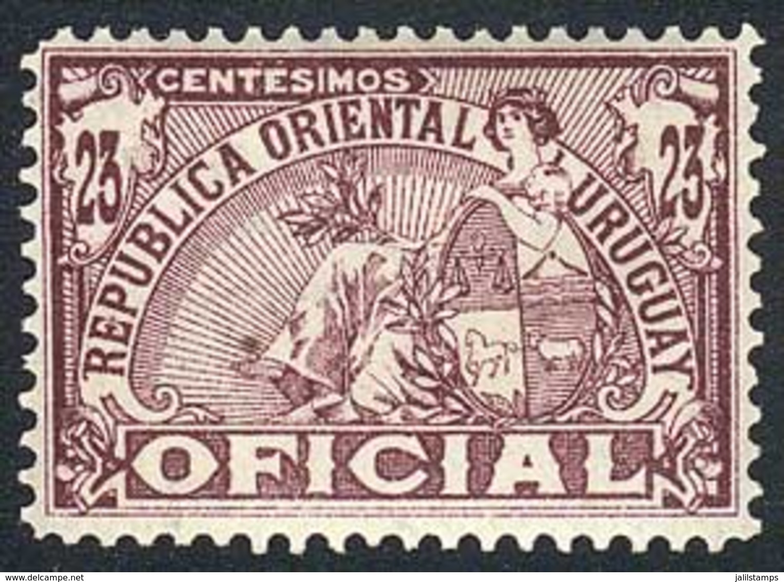 URUGUAY: Year 1911, 23c. Brownish Lilac, WATERMARKED, Mint Never Hinged, Excellent! - Uruguay