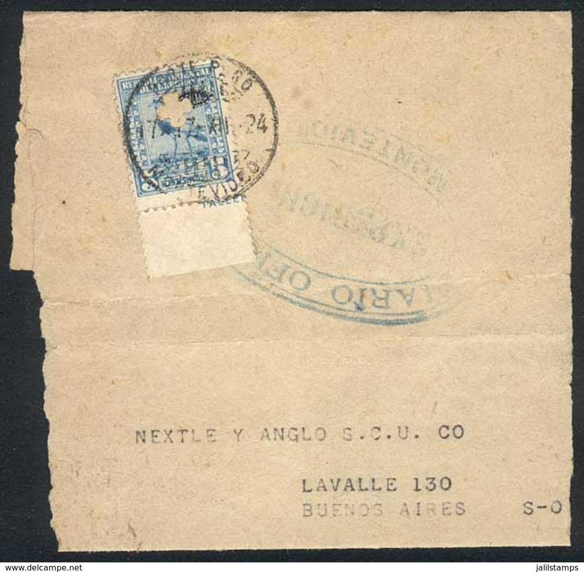 URUGUAY: Wrapper Of The "Diario Oficial" Sent To Buenos Aires On 17/DE/1924, Franked By Sc.O133 With A Clover Punch Hole - Uruguay