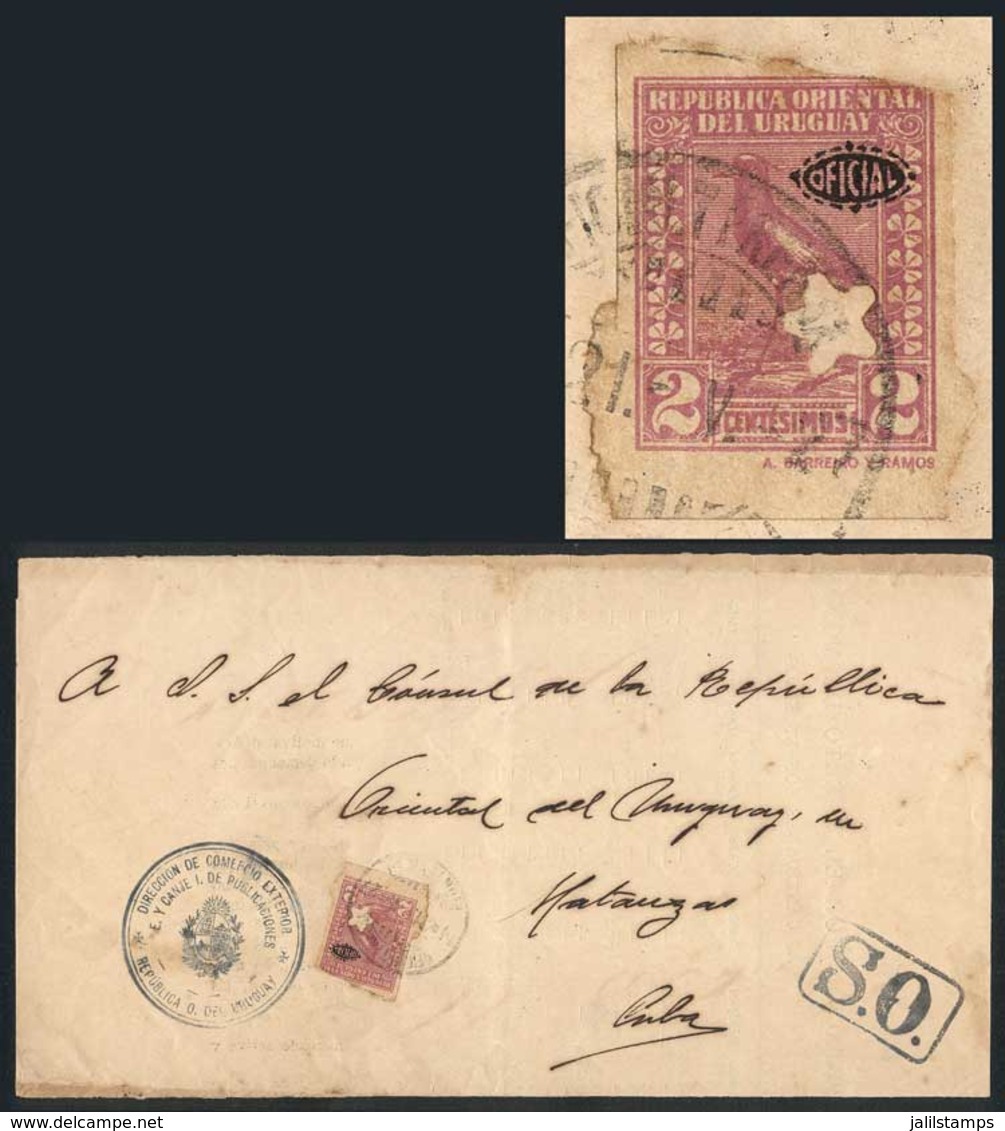 URUGUAY: Printed Matter Sent To CUBA On 21/MAY/1927, Franked By Sc.O140 With A Star Punch Hole, Alone, VF Quality And Ve - Uruguay