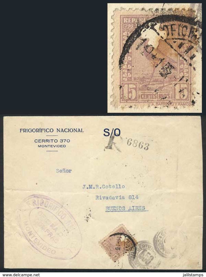 URUGUAY: Registered Cover Of The "Frigorífico Nacional" Sent To Buenos Aires On 1/AP/1931, Franked By A Regular Mail Sta - Uruguay