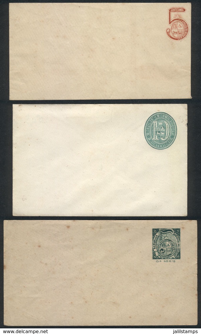 URUGUAY: 3 Old Unused Stationery Envelopes, Rare, VF Quality! - Uruguay