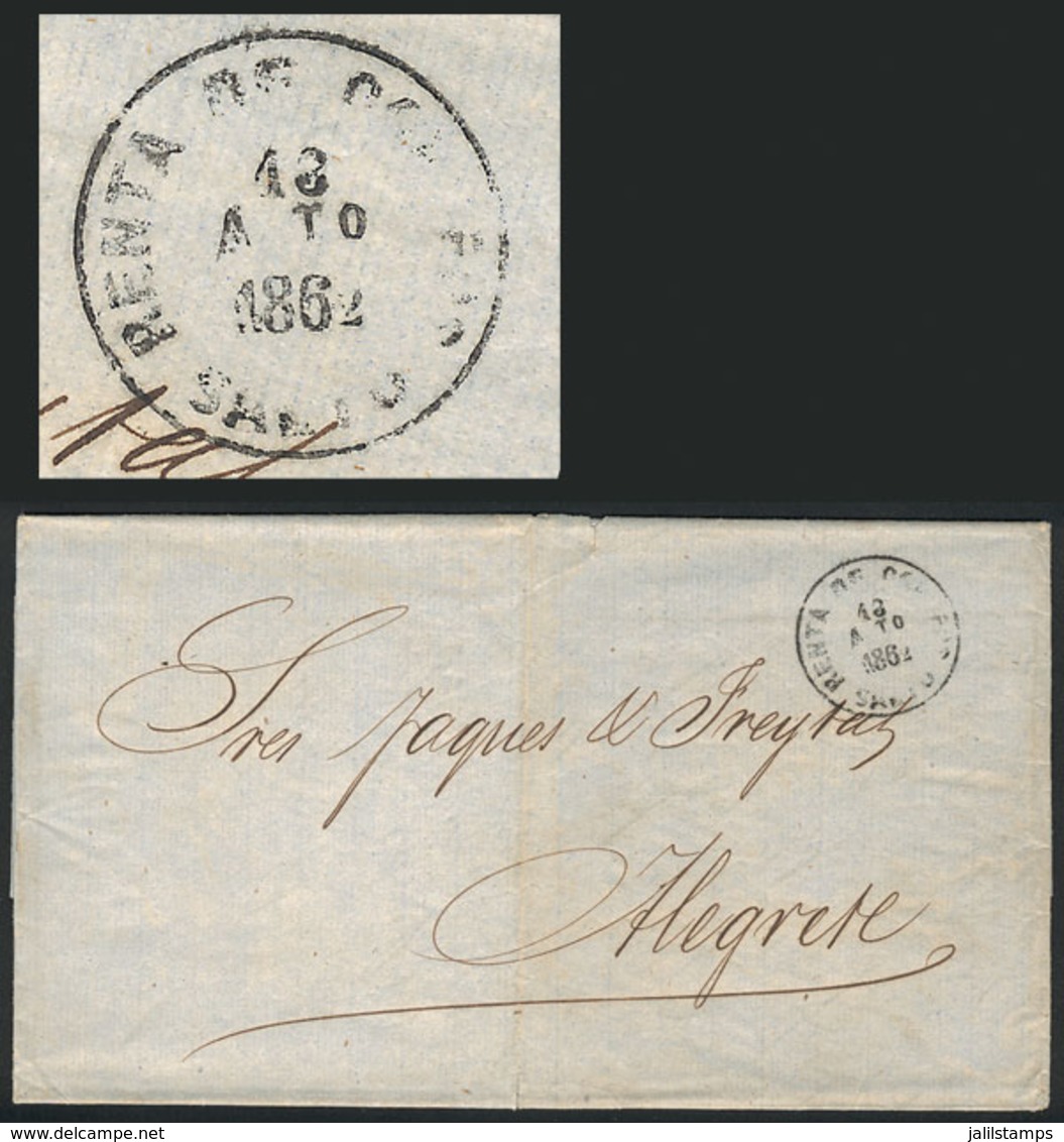URUGUAY: Entire Letter Dated MONTEVIDEO 10/AU/1862 And Sent To ALEGRETE (Brazil), It Was Carried To SALTO (Uruguay) Wher - Uruguay
