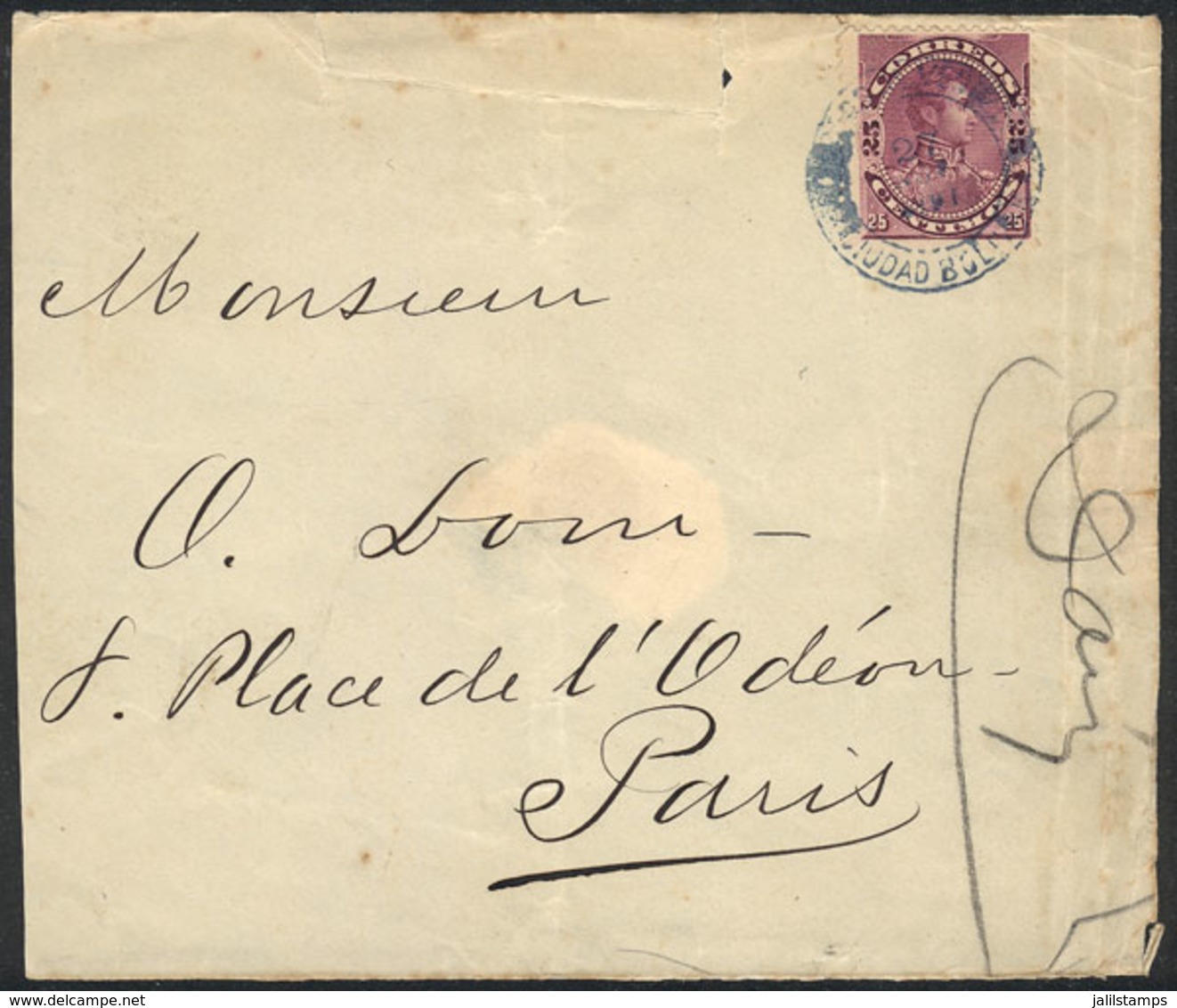 VENEZUELA: Front Of Cover (minor Defects) Franked By Sc.125 (25c. Magenta Of 1893), Sent From CIUDAD BOLIVAR To Paris On - Venezuela