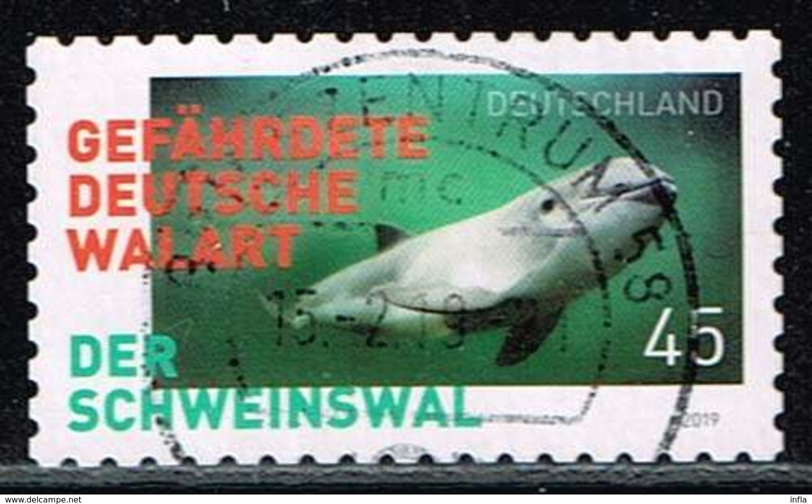 Bund 2019, Michel# 3437 O Der Schweinswal - Gefährdete Deutsche Walart Selbstklebend, Selfadhesive - Used Stamps