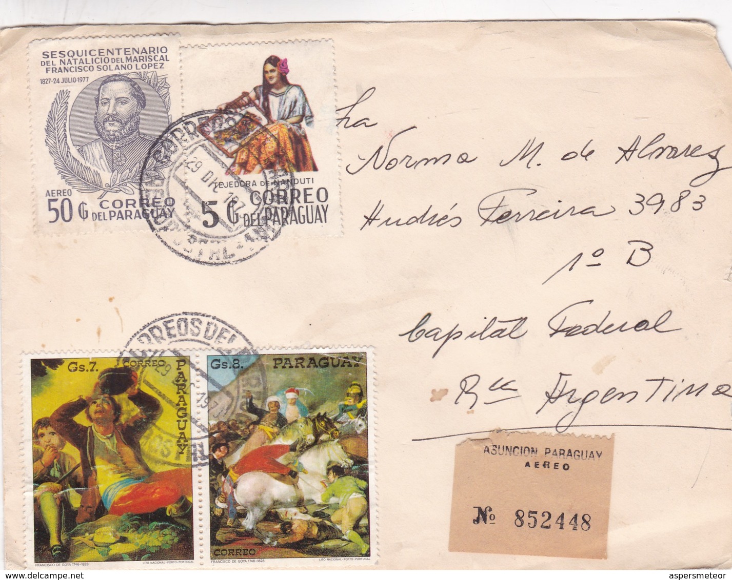 1973 COVER, CORREO PARAGUAY, CIRCULEE TO ARGENTINE, PAR AVION, MIXED STAMPS, TIMBRE A PAIR - BLEUP - Paraguay