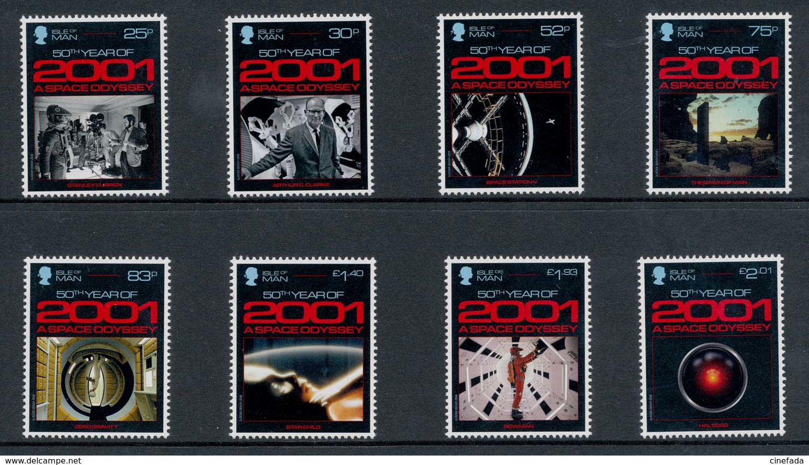 ILE DE MAN 2001: A Space Odyssey . Stanley Kubrick. Série De 8 Timbres. Cinéma, Film, Movie - Cinema