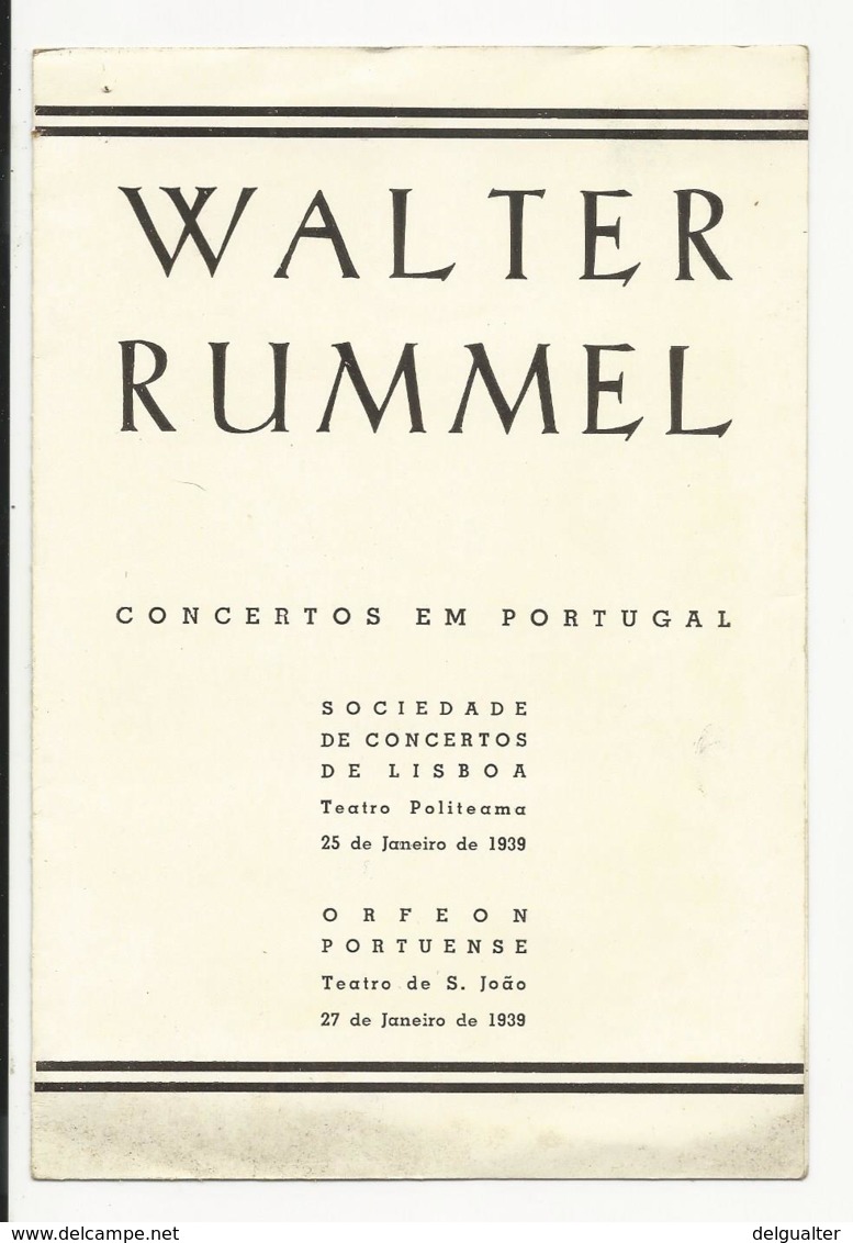 Program + Extra - Portugal - Orpheon Portuense - 27 Janeiro 1939 - Walter Rummel - Programas