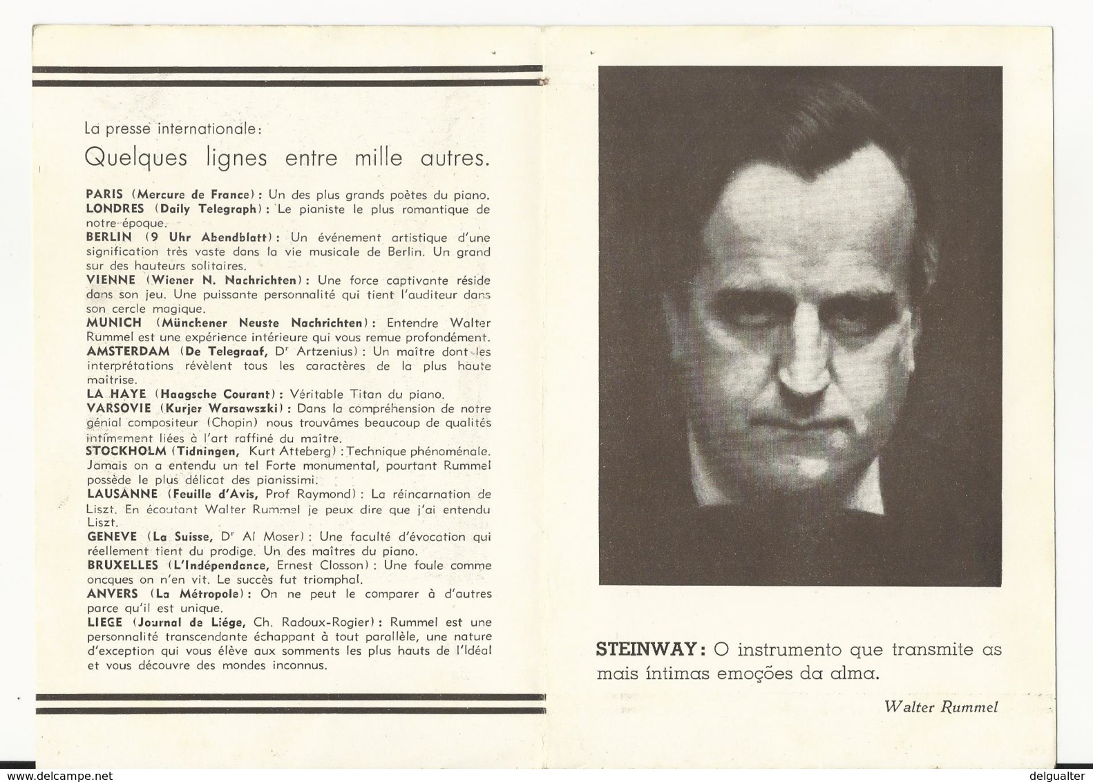 Program + Extra - Portugal - Orpheon Portuense - 27 Janeiro 1939 - Walter Rummel - Programas