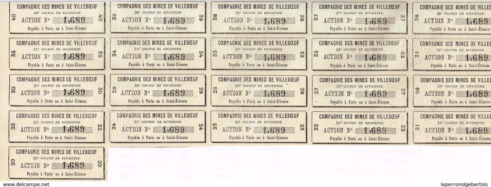 Titre Ancien - Compagnie Des Mines De Villeboeuf - Saint-Etienne -Société Anonyme - - Titre De 1880 - - Bergbau